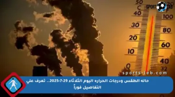 حالة الطقس ودرجات الحرارة اليوم الثلاثاء 29-7-2025.. تعرف على التفاصيل فوراً